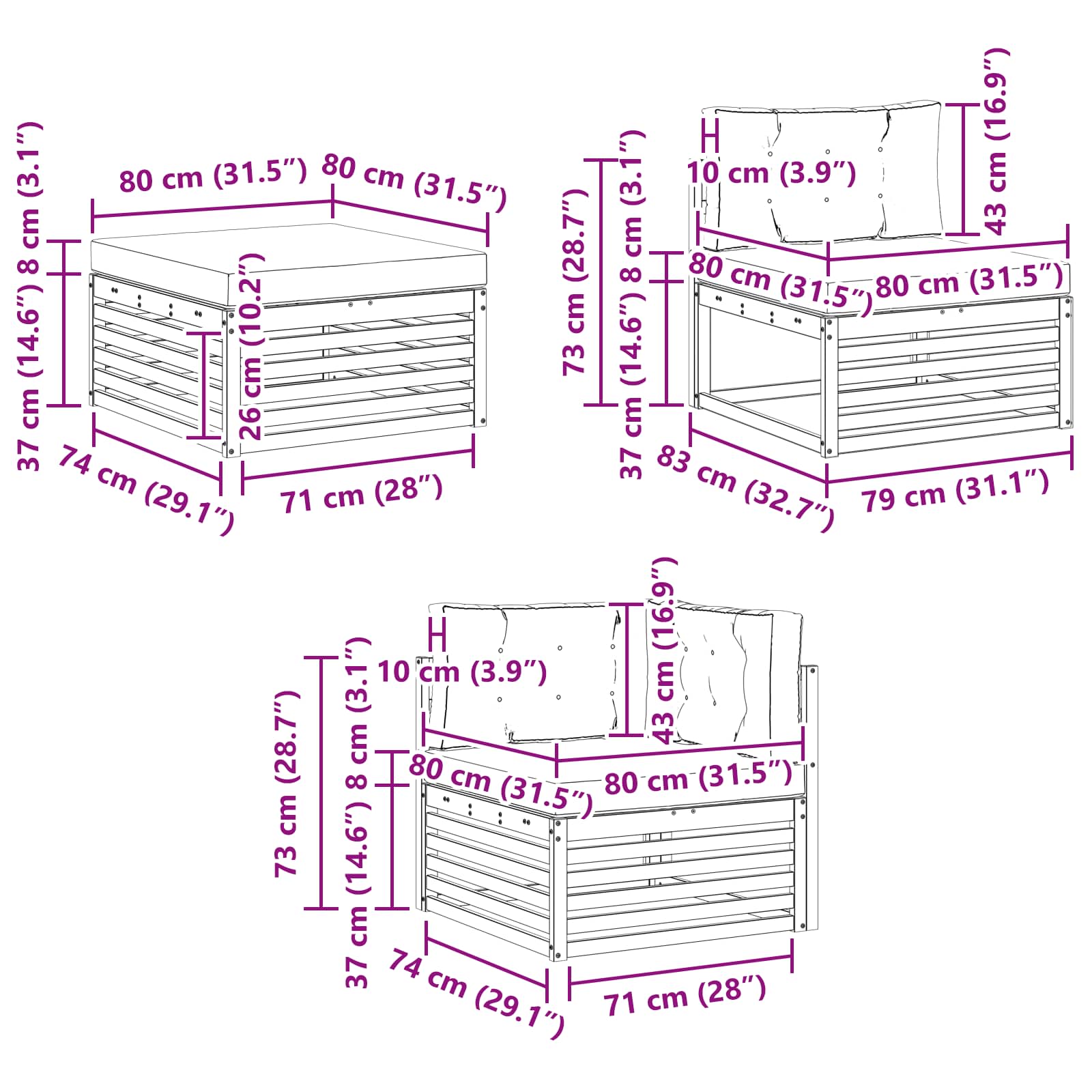 Outdoor-Sofagarnitur mit Kissen 7 pcs Natur und Creme
