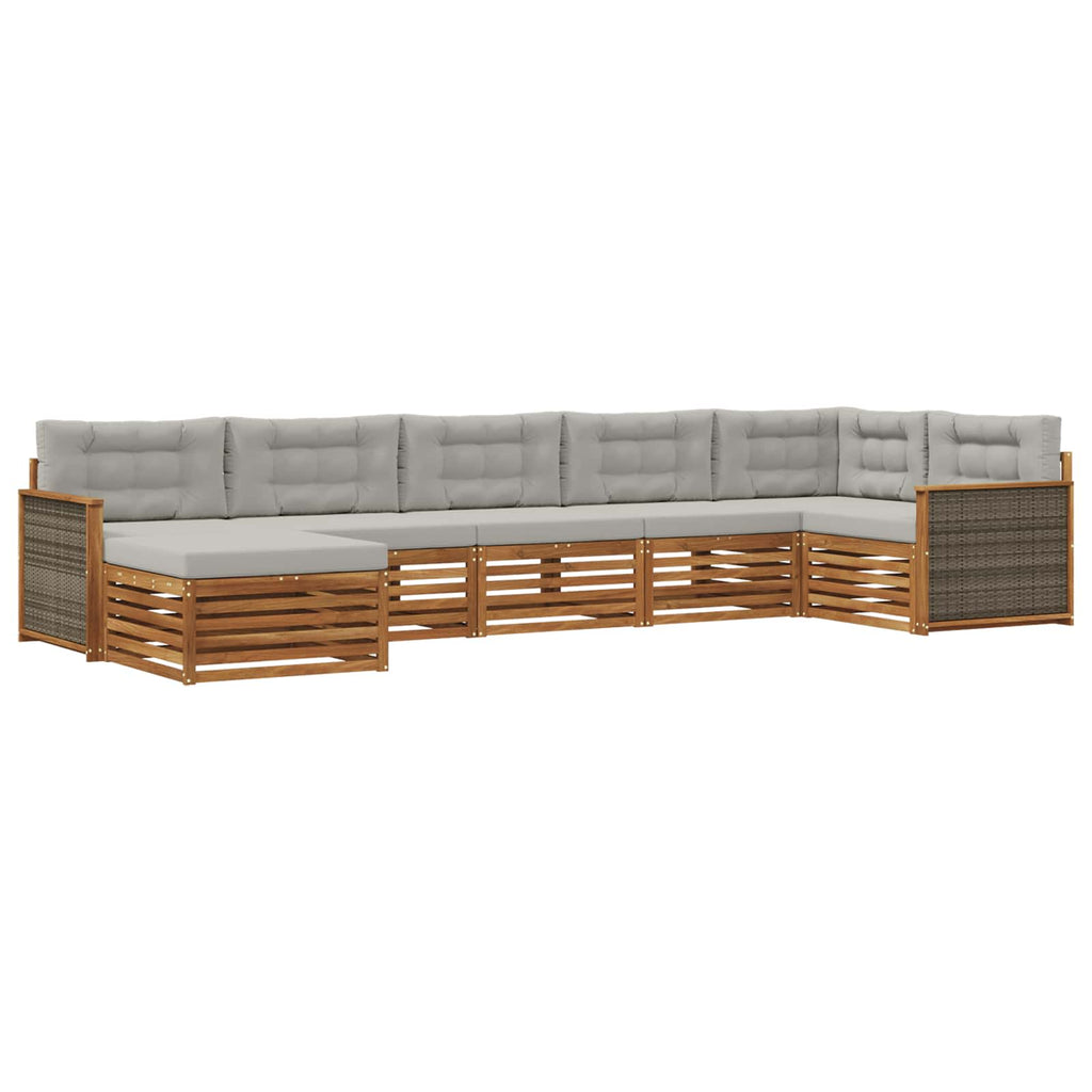 Outdoor-Sofagarnitur mit Kissen 7 pcs Natürlich und Hellgrau