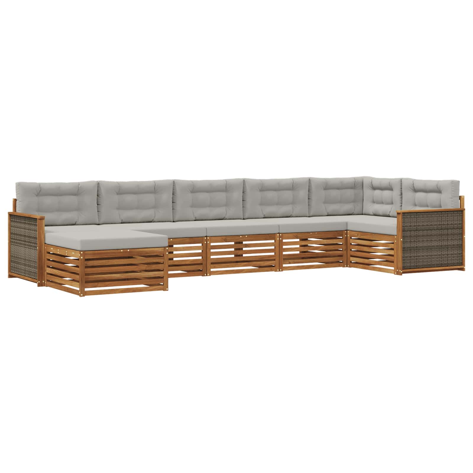 Outdoor-Sofagarnitur mit Kissen 7 pcs Natürlich und Hellgrau