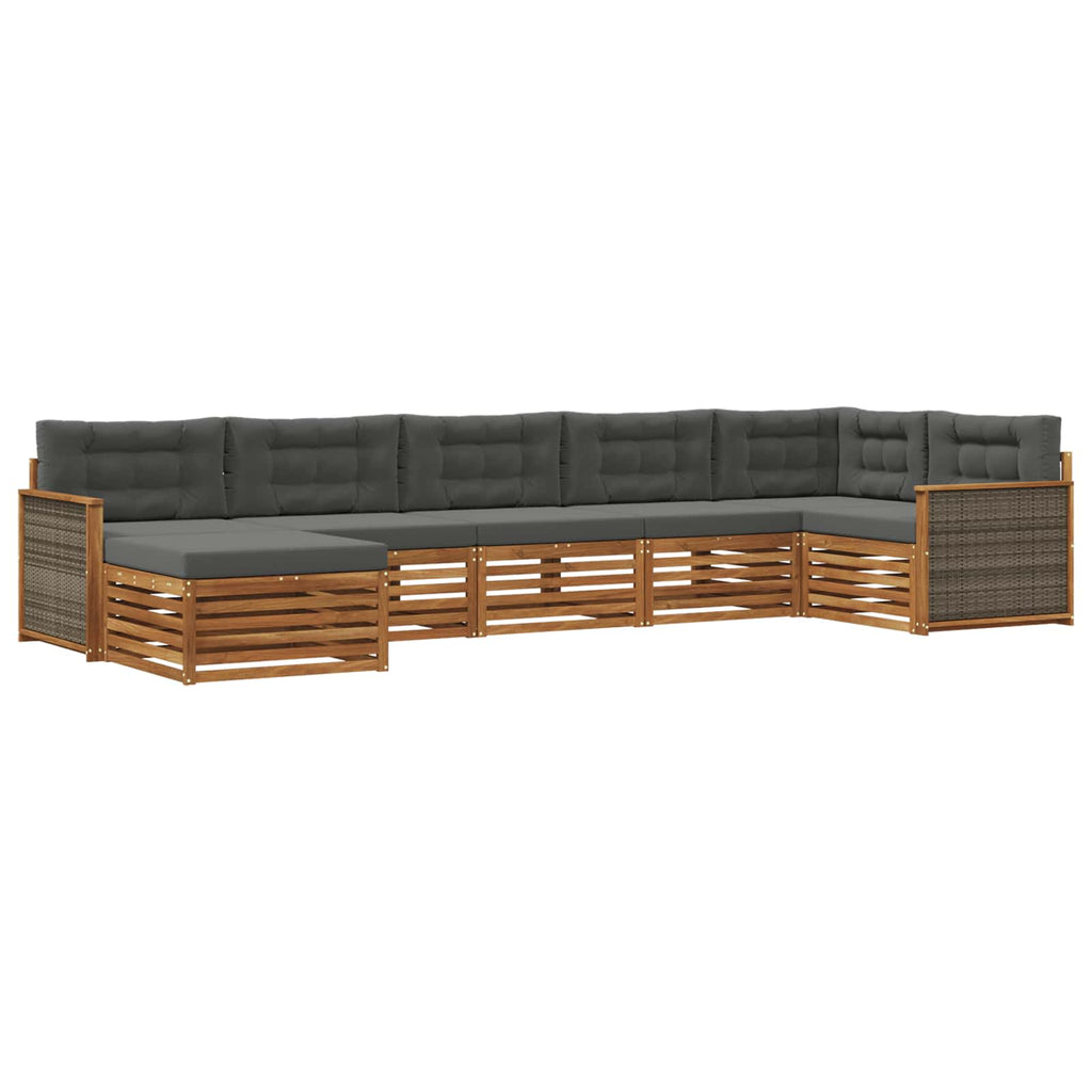 Outdoor-Sofagarnitur mit Kissen 7 pcs Natur und Anthrazit