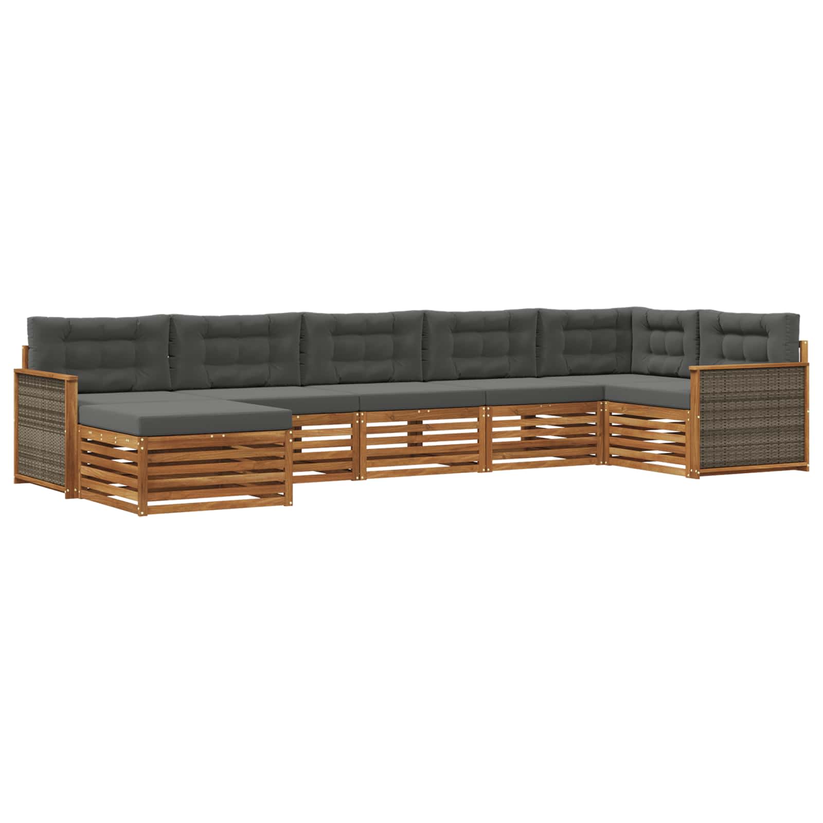 Outdoor-Sofagarnitur mit Kissen 7 pcs Natur und Anthrazit