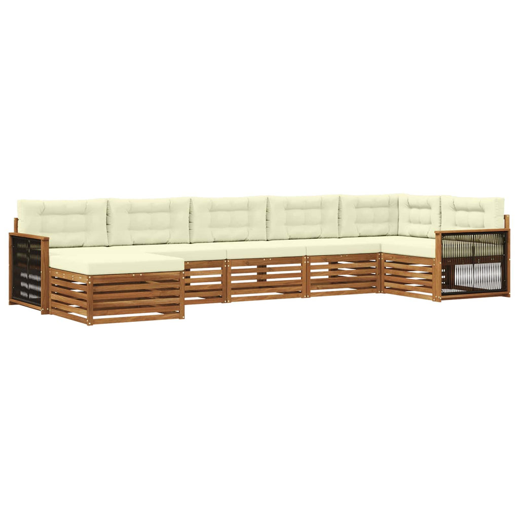 Outdoor-Sofagarnitur mit Kissen 7 pcs Natur und Creme