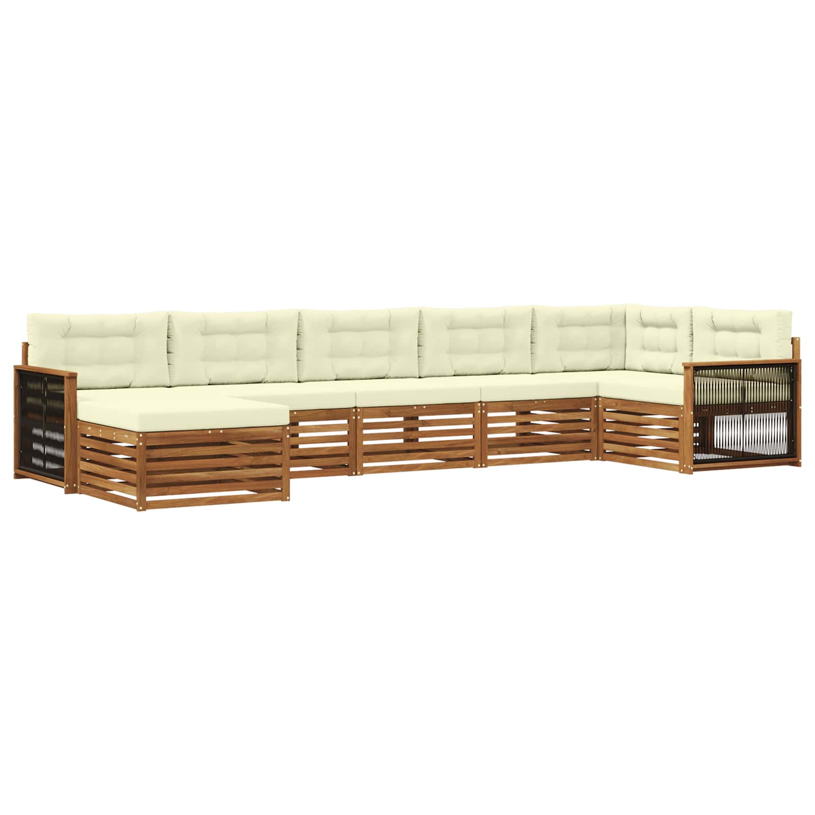 Outdoor-Sofagarnitur mit Kissen 7 pcs Natur und Creme