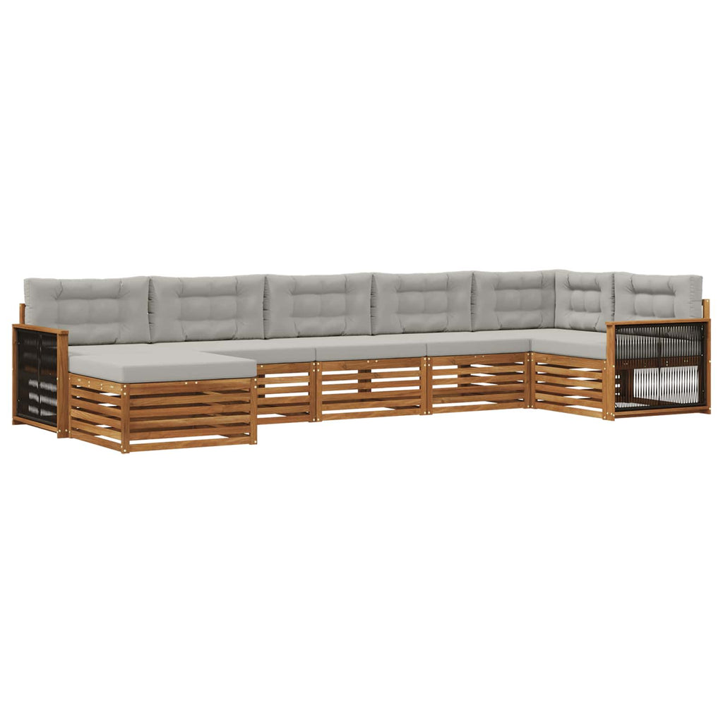 Outdoor-Sofagarnitur mit Kissen 7 pcs Natürlich und Hellgrau