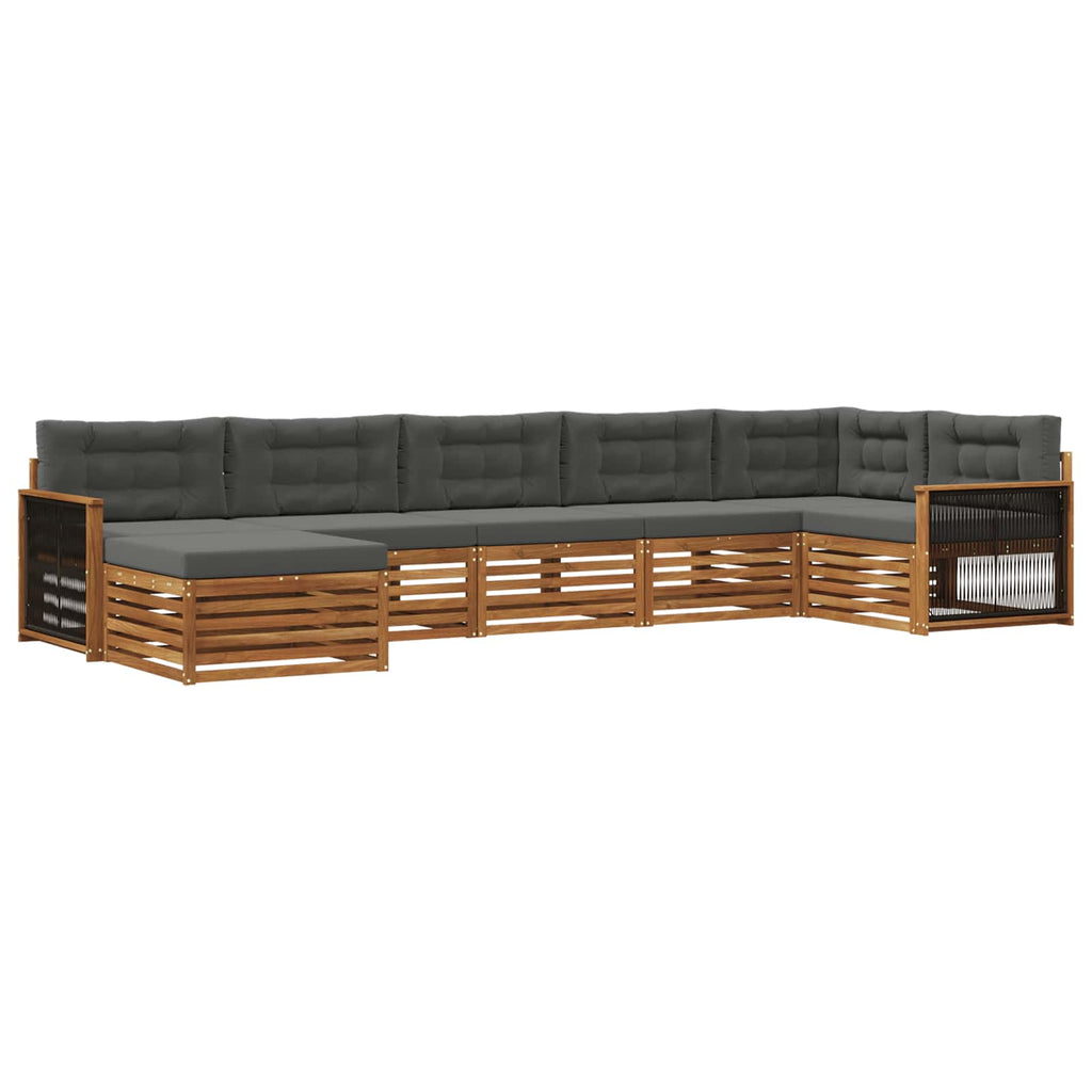 Outdoor-Sofagarnitur mit Kissen 7 pcs Natur und Anthrazit