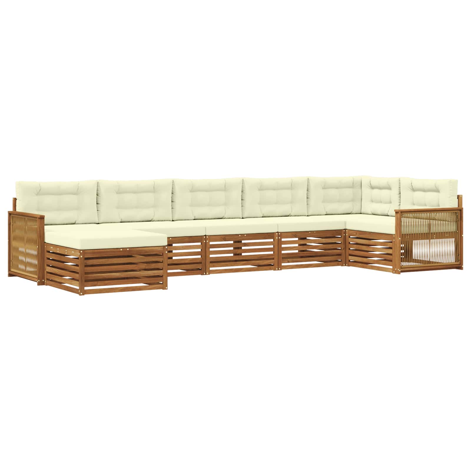Outdoor-Sofagarnitur mit Kissen 7 pcs Natur und Creme