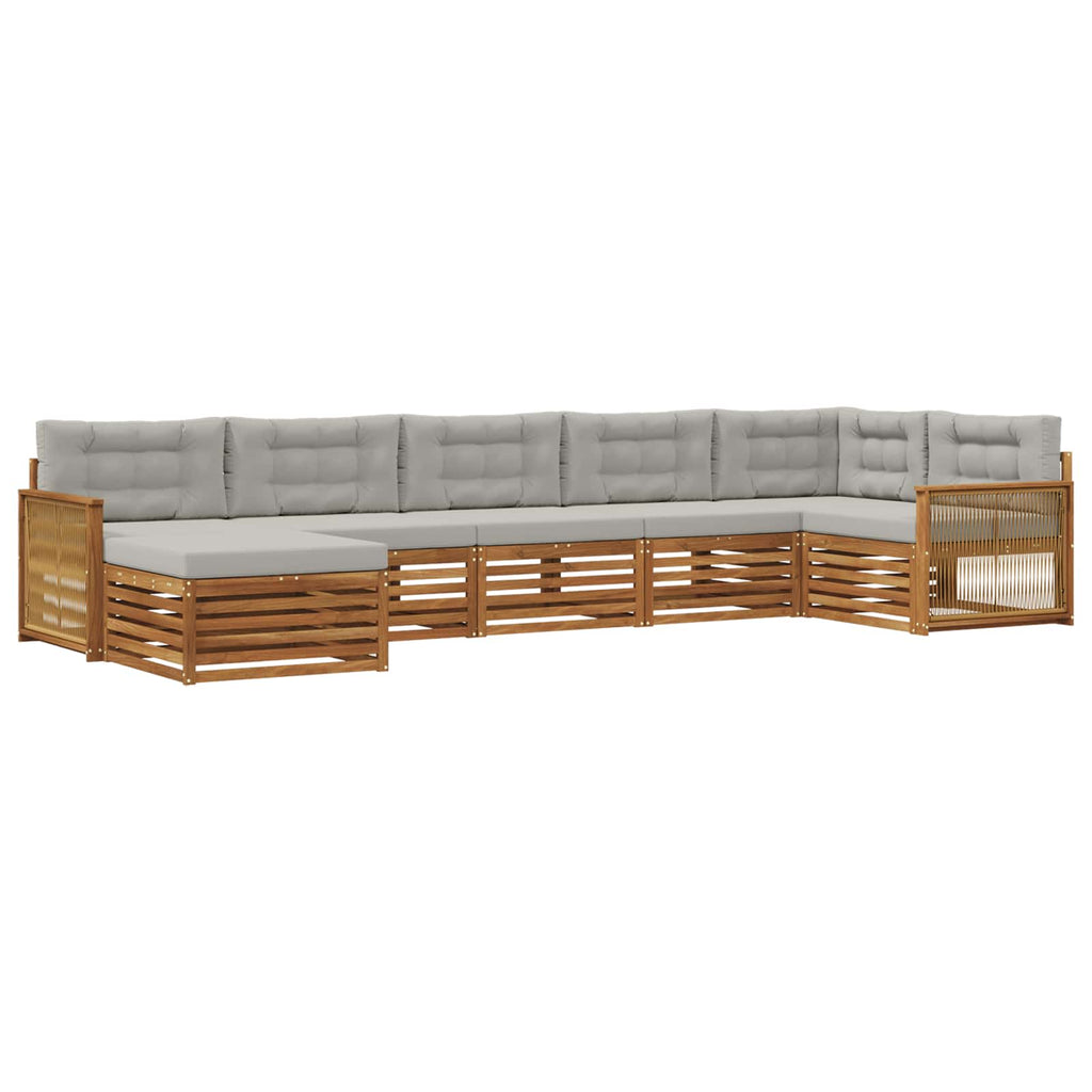 Outdoor-Sofagarnitur mit Kissen 7 pcs Natürlich und Hellgrau