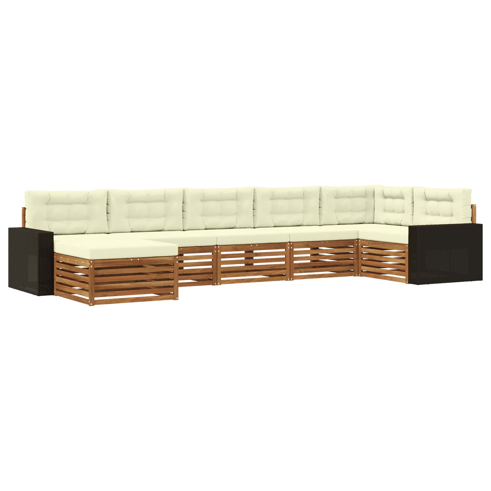 Outdoor-Sofagarnitur mit Kissen 7 pcs Natur und Creme