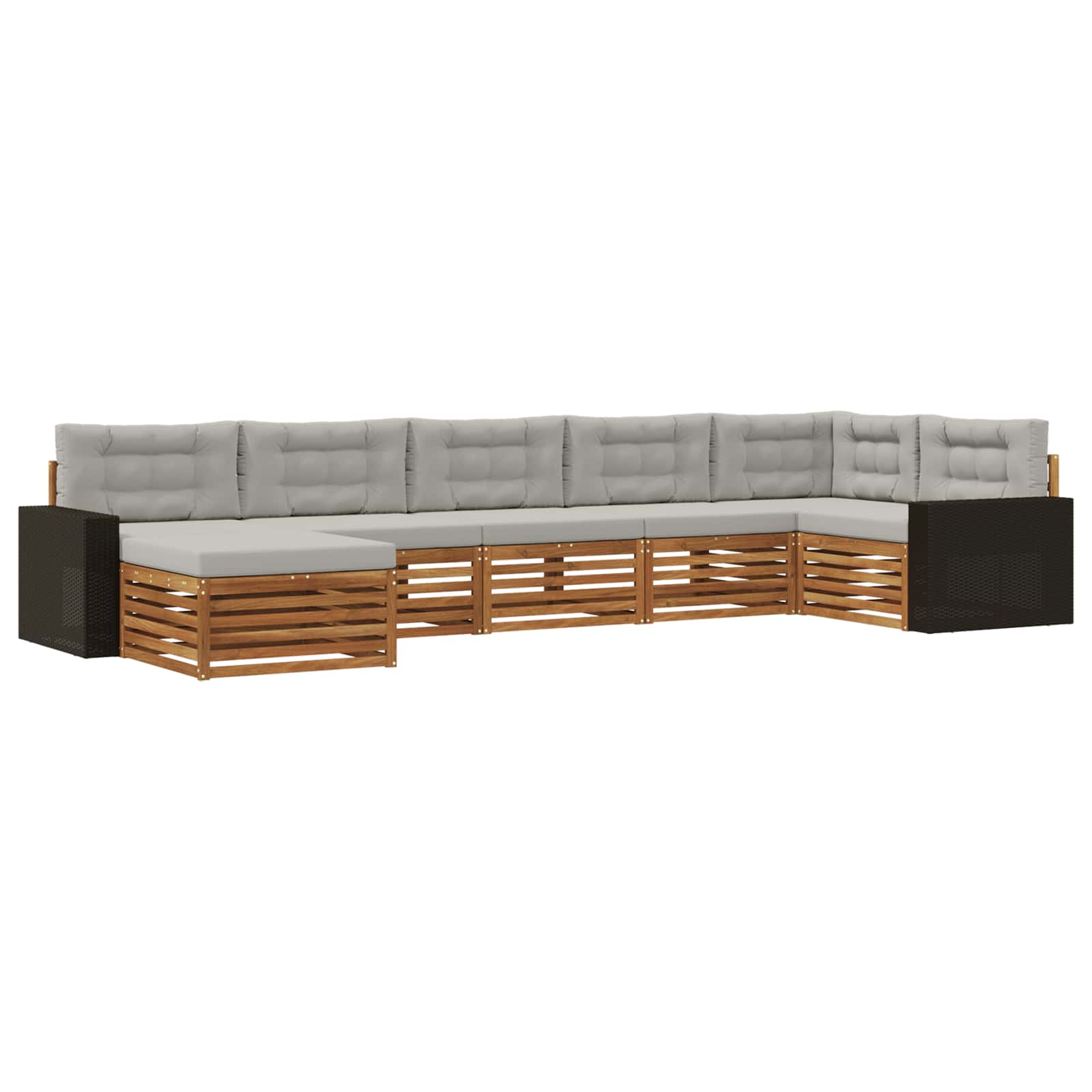 Outdoor-Sofagarnitur mit Kissen 7 pcs Natürlich und Hellgrau