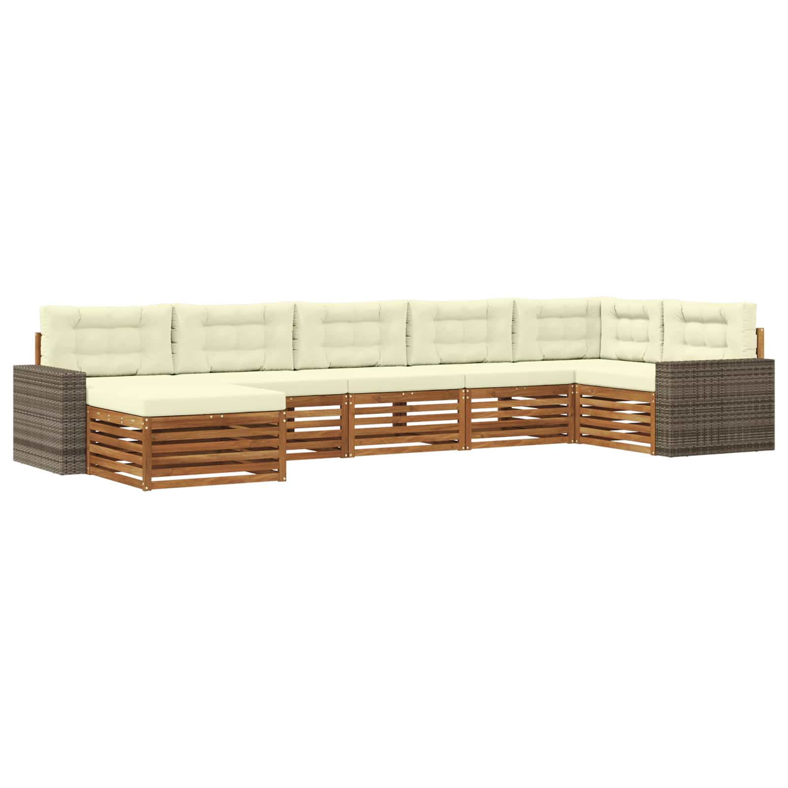 Outdoor-Sofagarnitur mit Kissen 7 pcs Natur und Creme