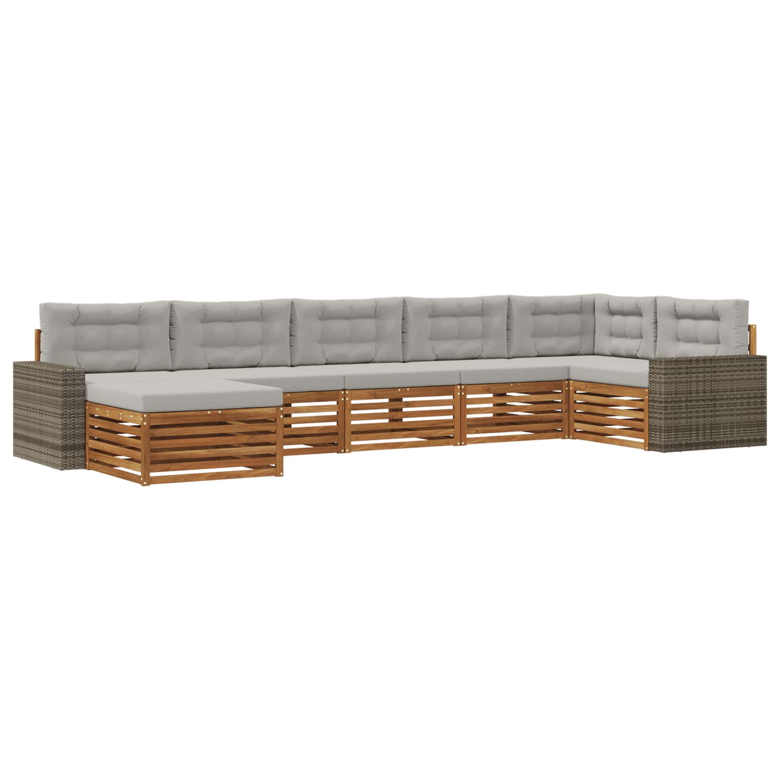 Outdoor-Sofagarnitur mit Kissen 7 pcs Natürlich und Hellgrau