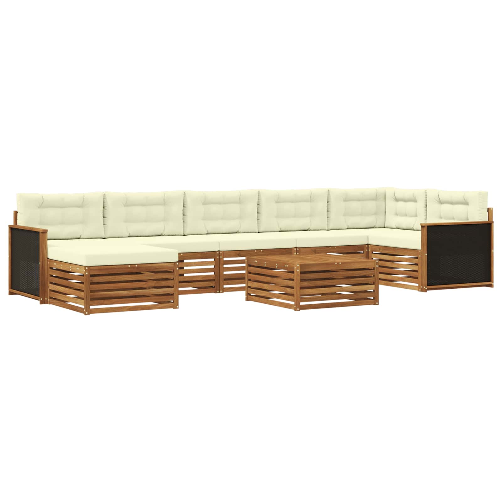 Outdoor-Sofagarnitur mit Kissen 8 pcs Natur und Creme