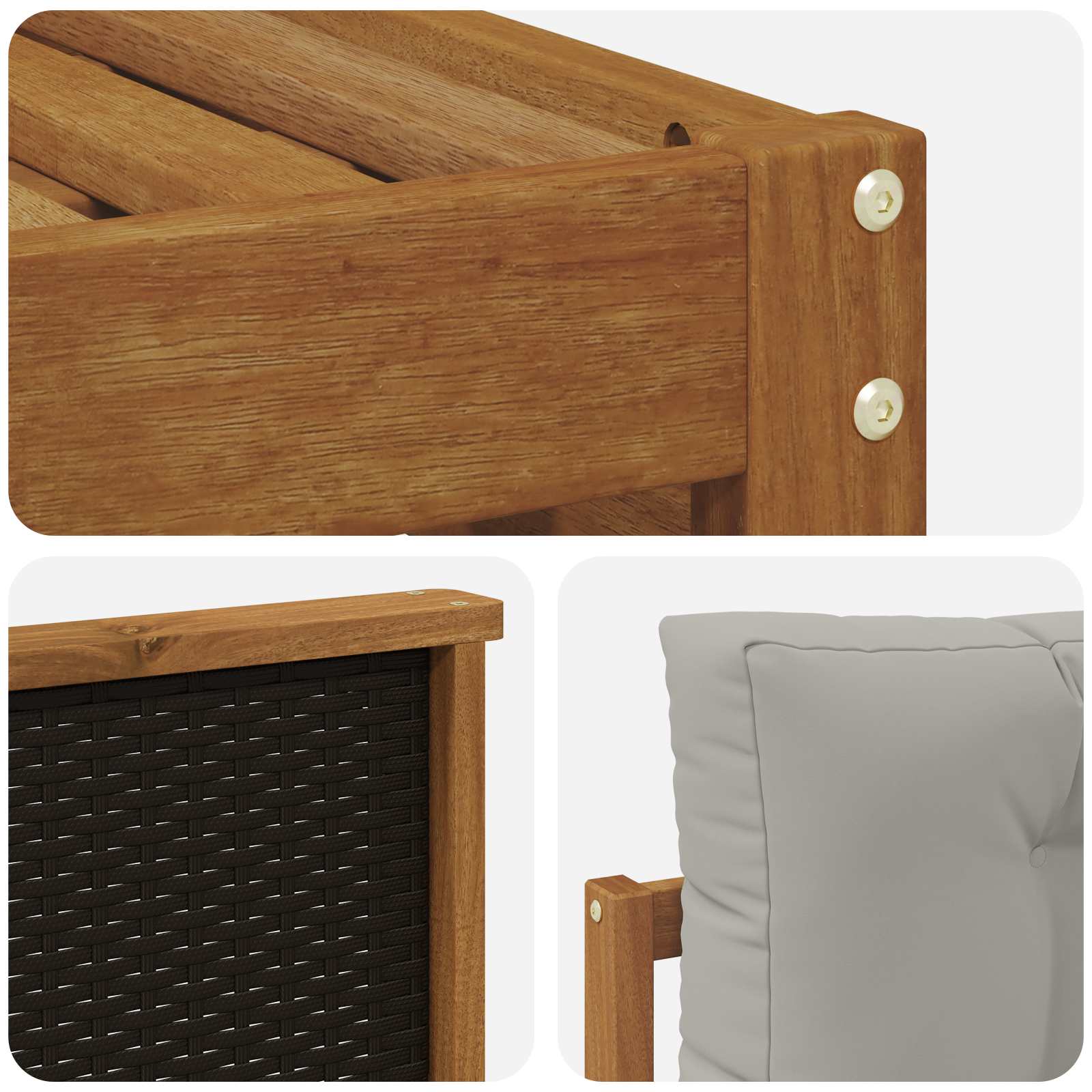 Outdoor-Sofagarnitur mit Kissen 8 pcs Natürlich und Hellgrau