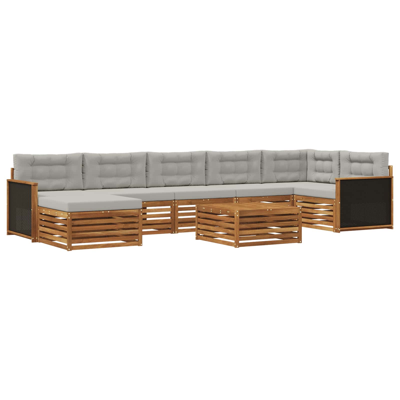 Outdoor-Sofagarnitur mit Kissen 8 pcs Natürlich und Hellgrau