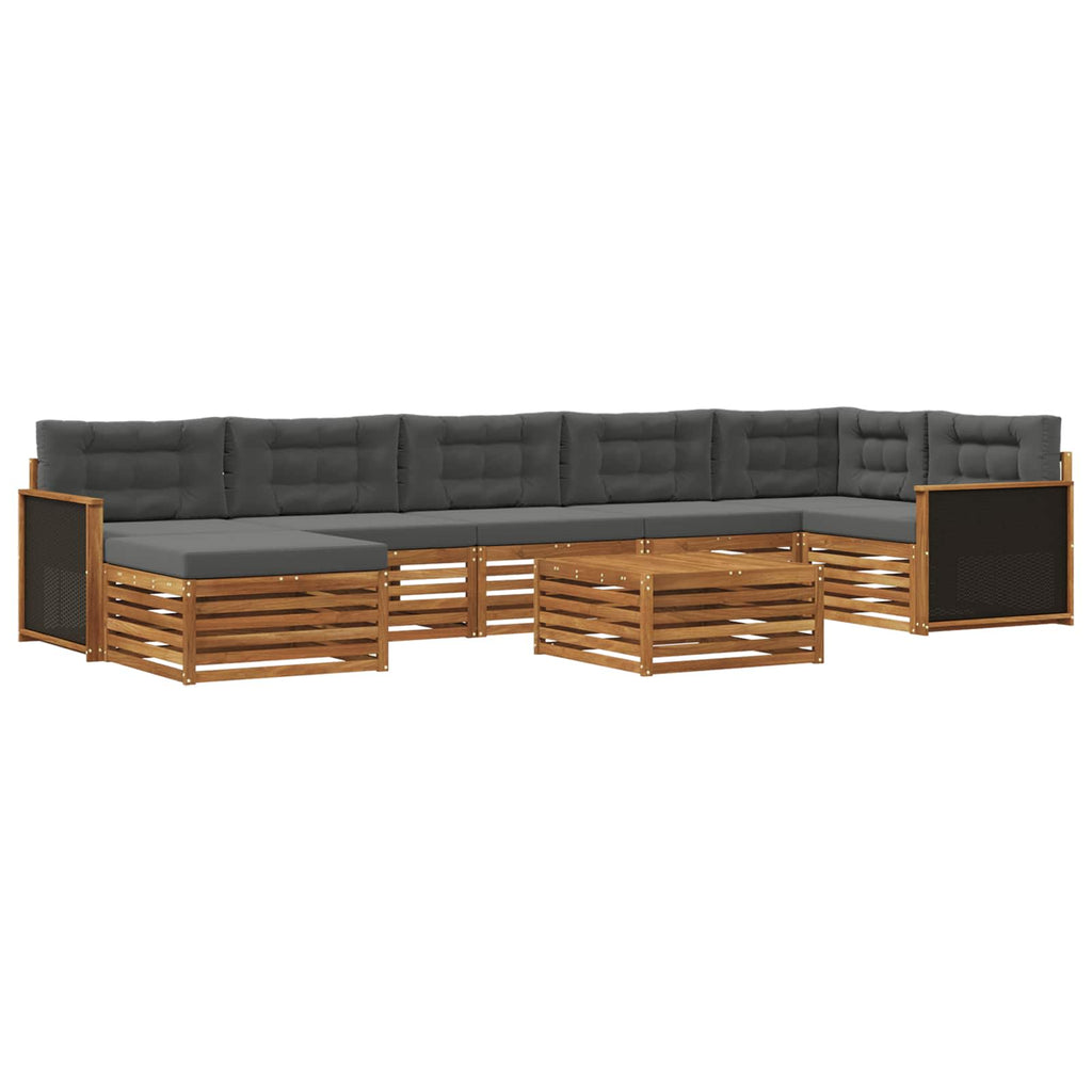 Outdoor-Sofagarnitur mit Kissen 8 pcs Natur und Anthrazit