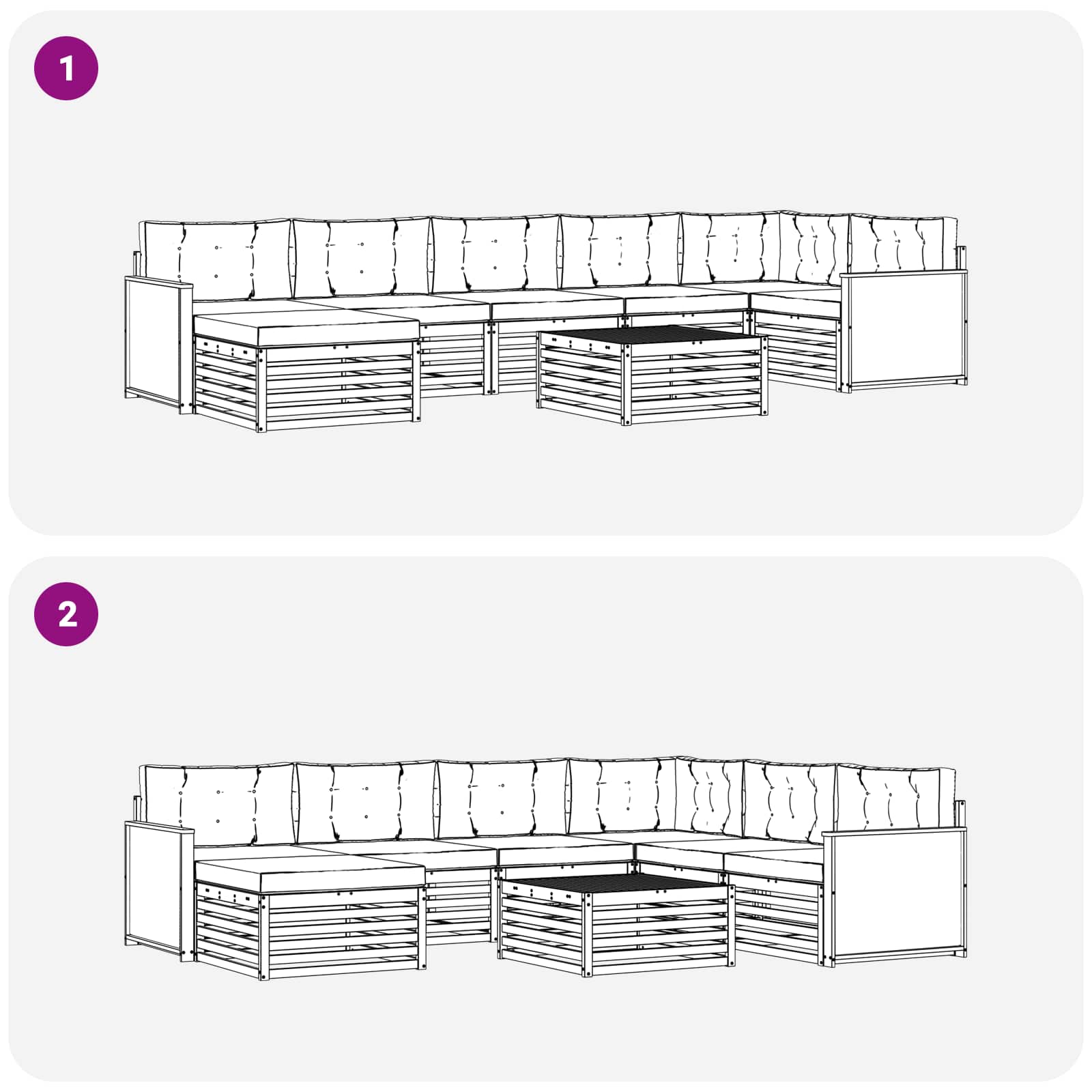 Outdoor-Sofagarnitur mit Kissen 8 pcs Natur und Anthrazit