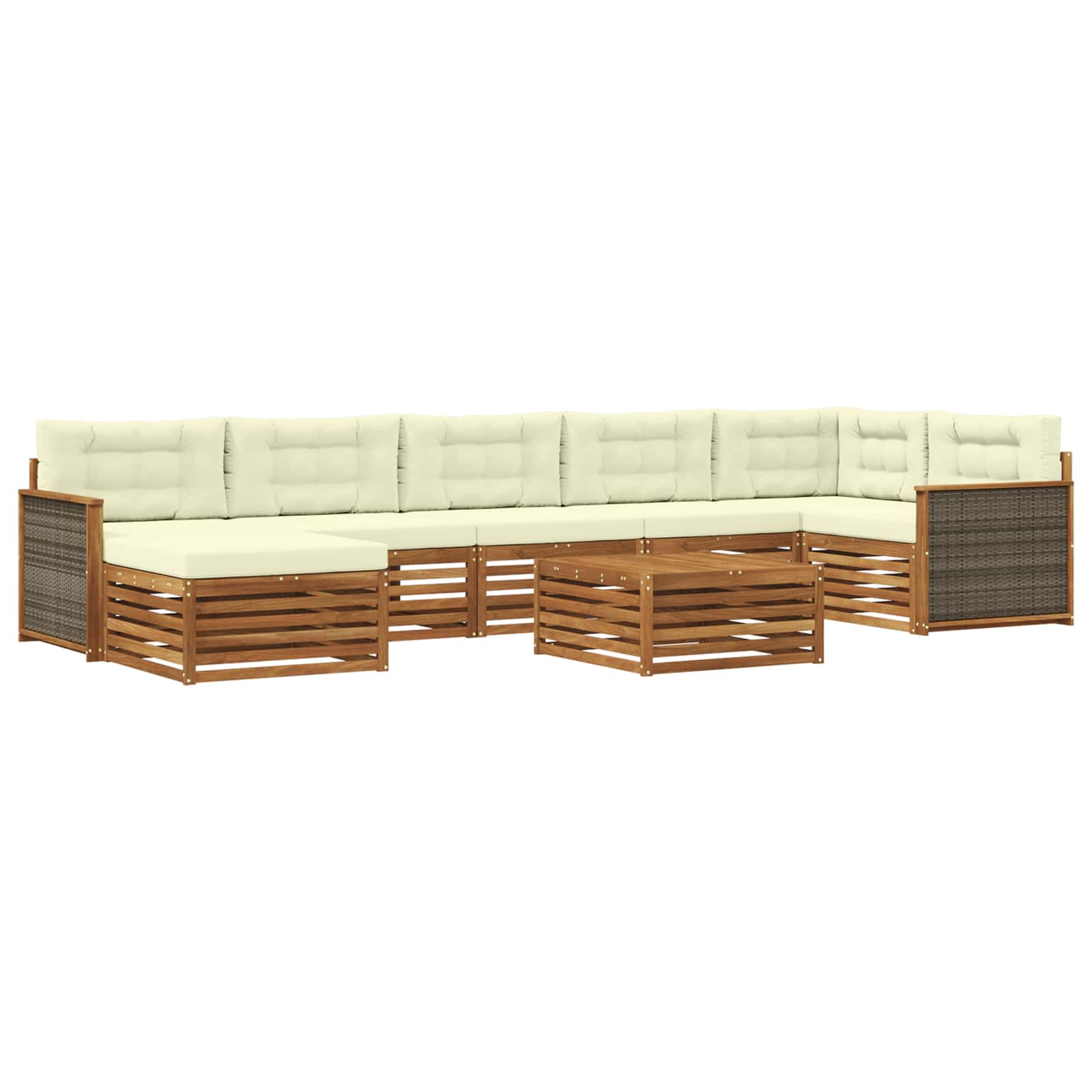 Outdoor-Sofagarnitur mit Kissen 8 pcs Natur und Creme