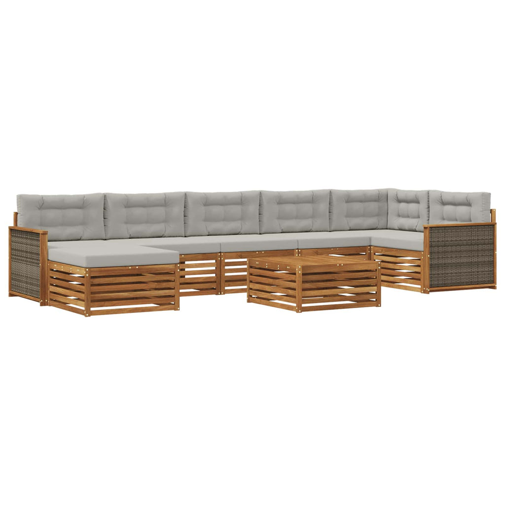 Outdoor-Sofagarnitur mit Kissen 8 pcs Natürlich und Hellgrau