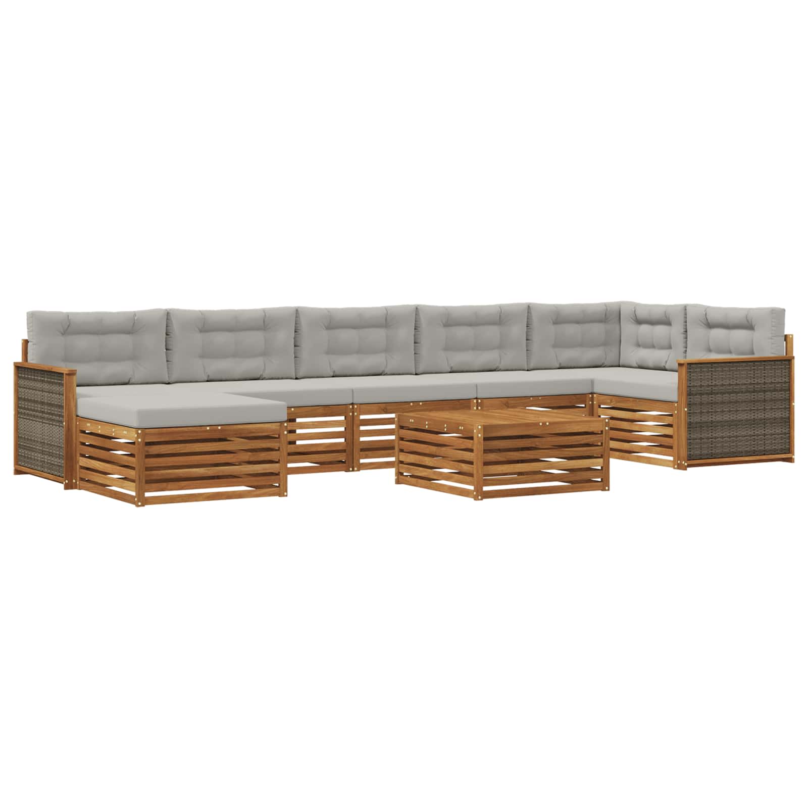 Outdoor-Sofagarnitur mit Kissen 8 pcs Natürlich und Hellgrau