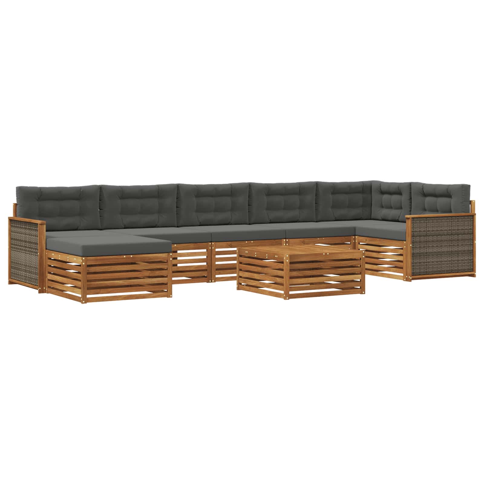 Outdoor-Sofagarnitur mit Kissen 8 pcs Natur und Anthrazit
