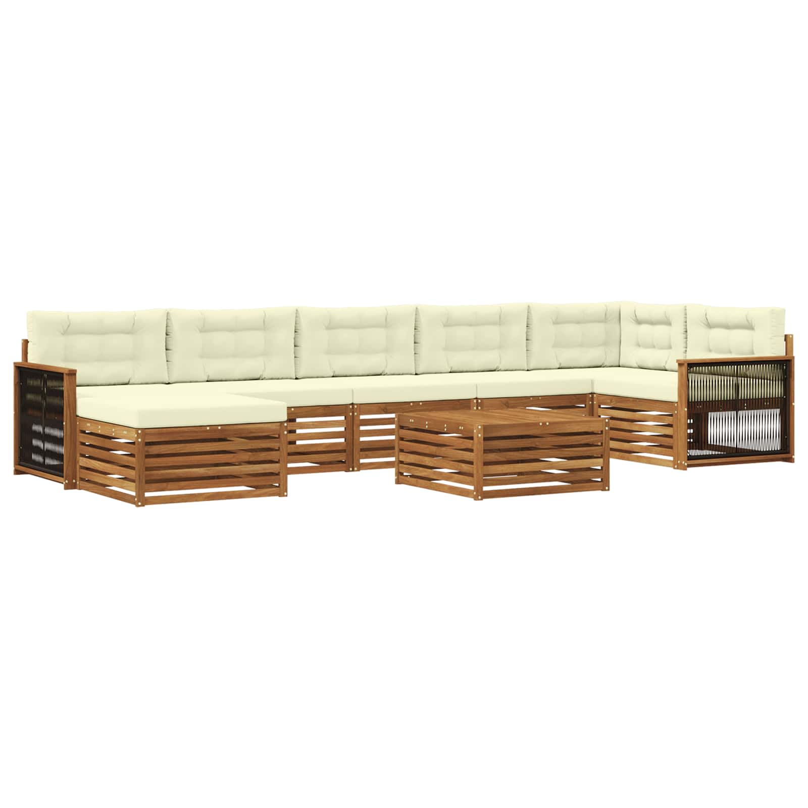 Outdoor-Sofagarnitur mit Kissen 8 pcs Natur und Creme