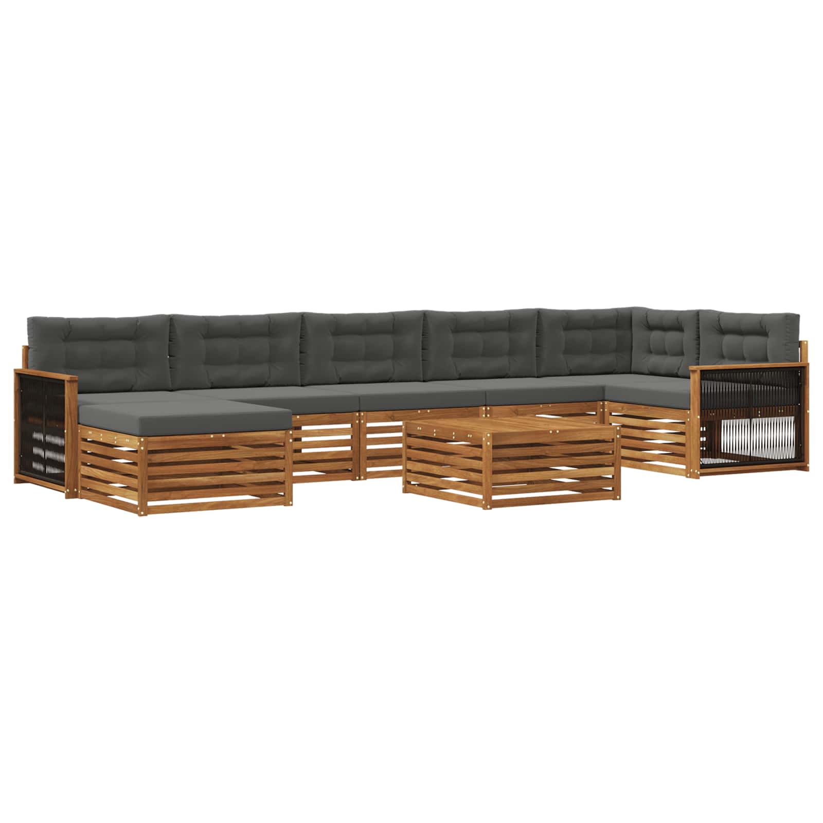 Outdoor-Sofagarnitur mit Kissen 8 pcs Natur und Anthrazit