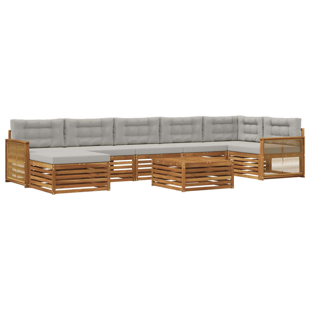 Outdoor-Sofagarnitur mit Kissen 8 pcs Natürlich und Hellgrau