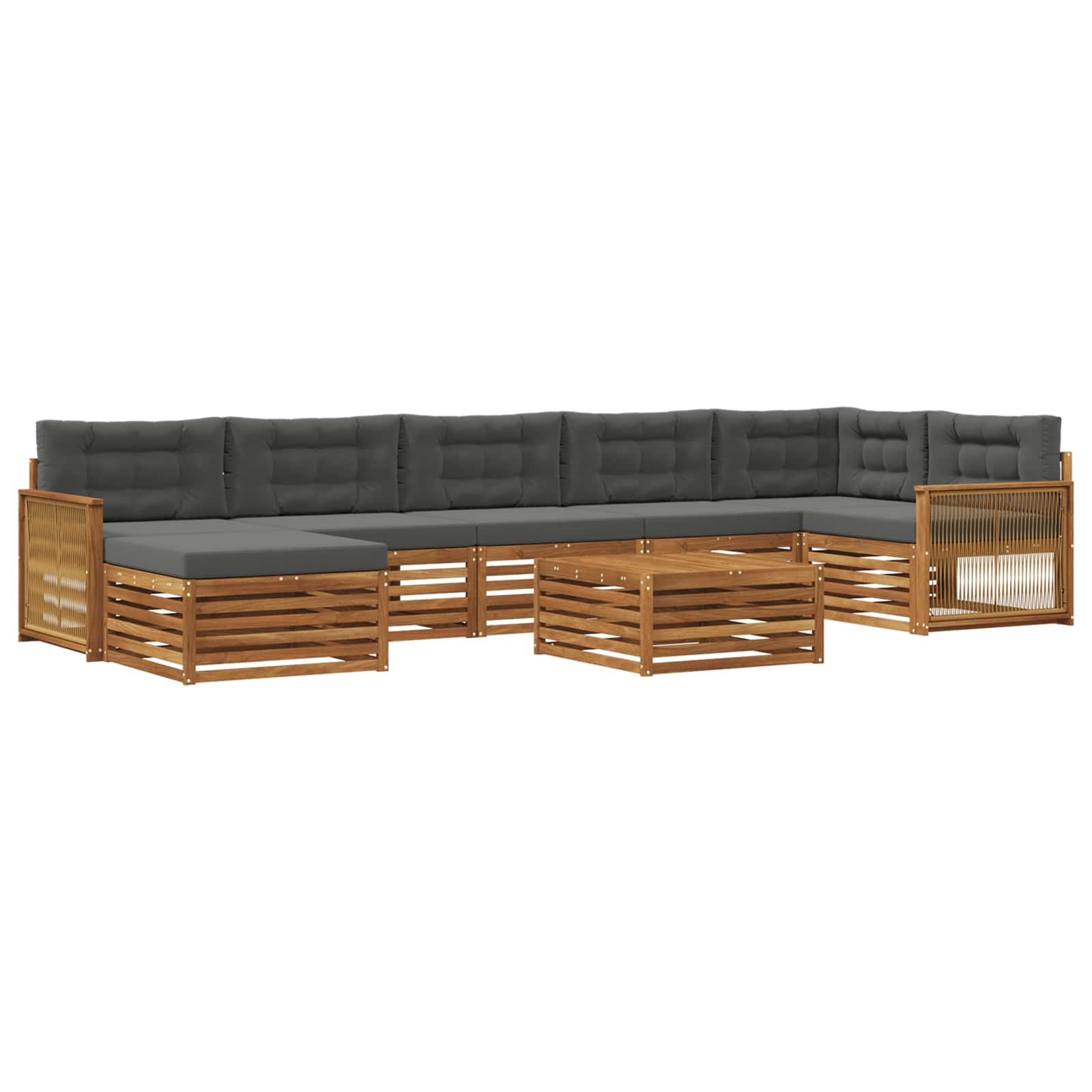 Outdoor-Sofagarnitur 8 pcs Natur und Anthrazit
