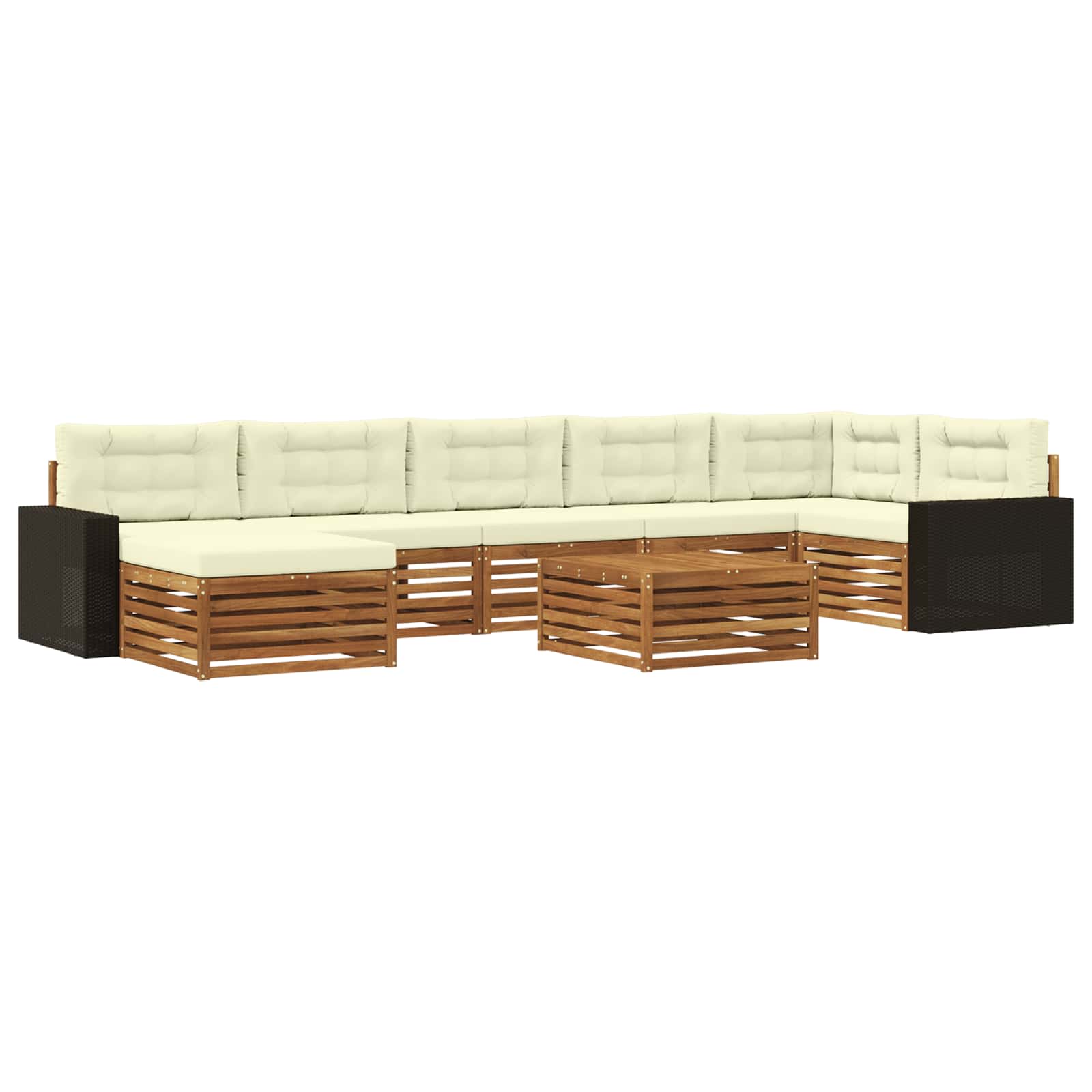 Outdoor-Sofagarnitur mit Kissen 8 pcs Natur und Creme