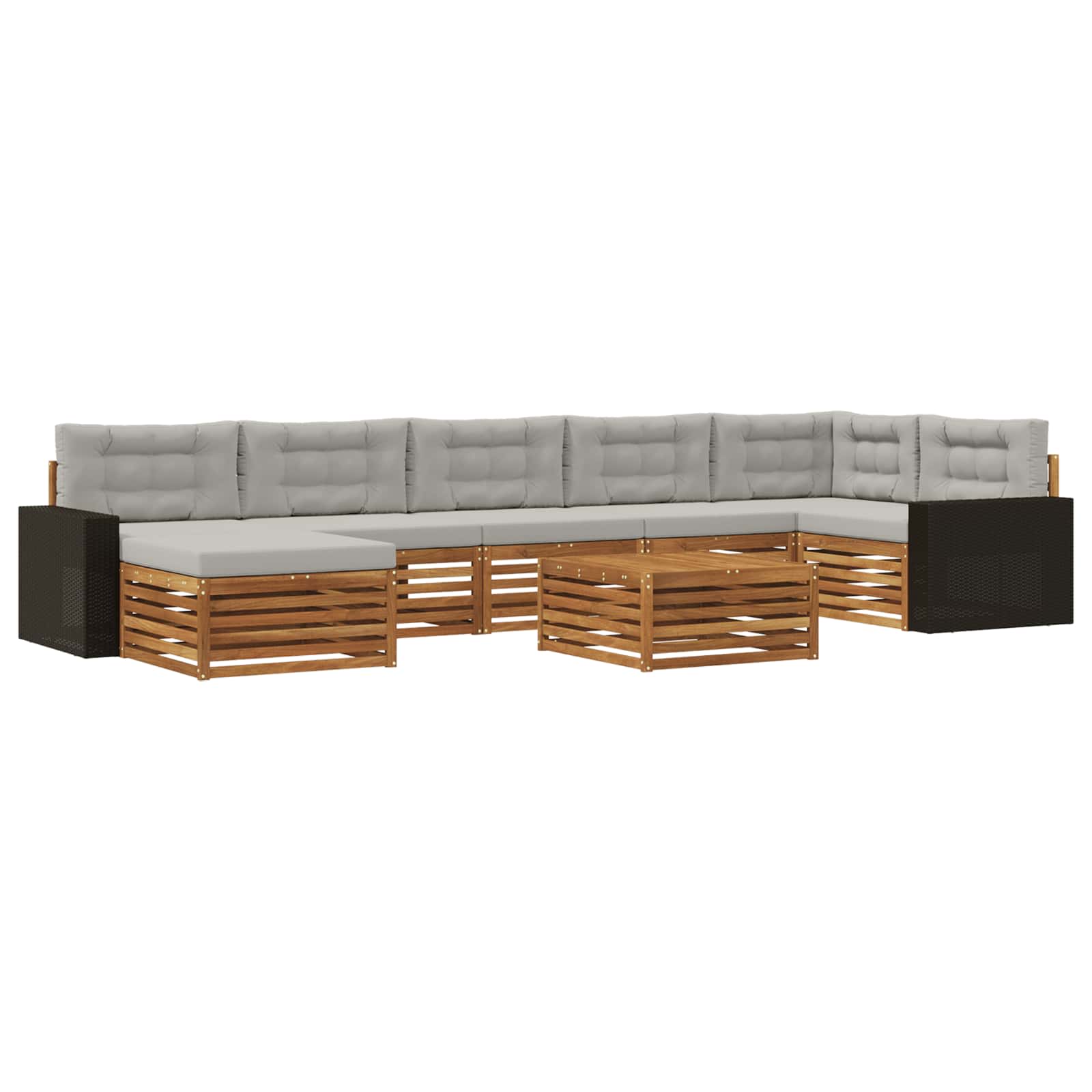Outdoor-Sofagarnitur mit Kissen 8 pcs Natürlich und Hellgrau