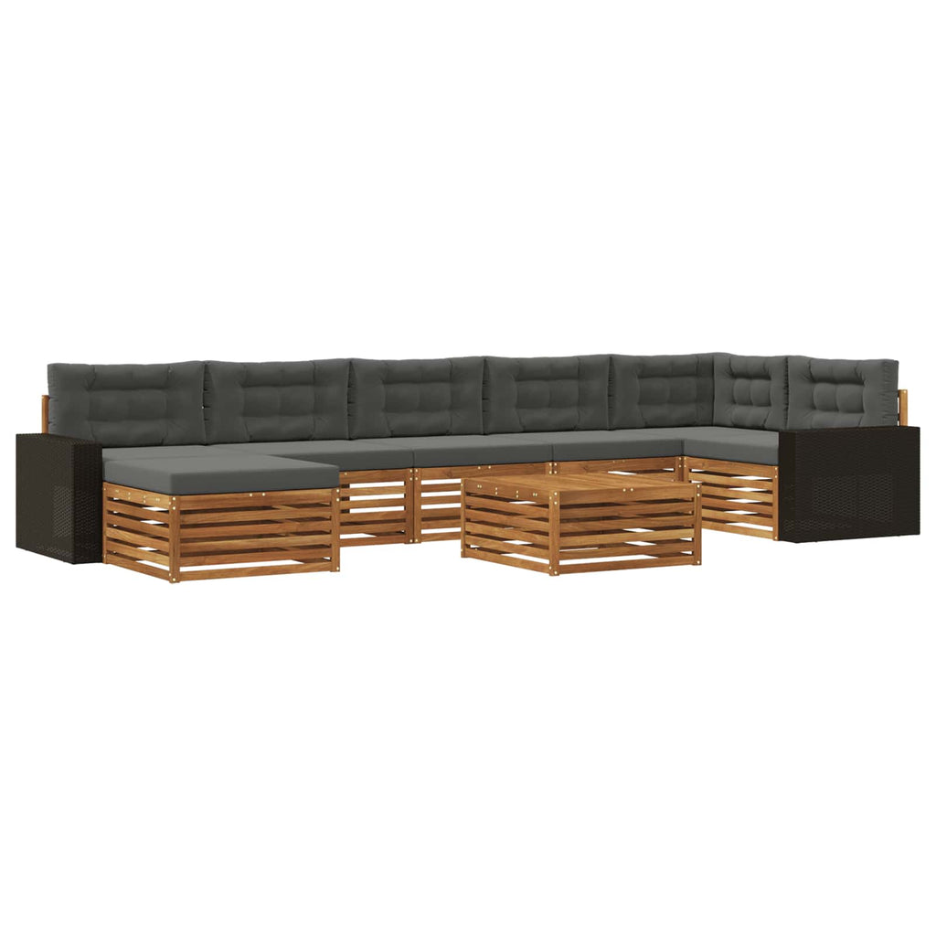 Outdoor-Sofagarnitur mit Kissen 8 pcs Natur und Anthrazit