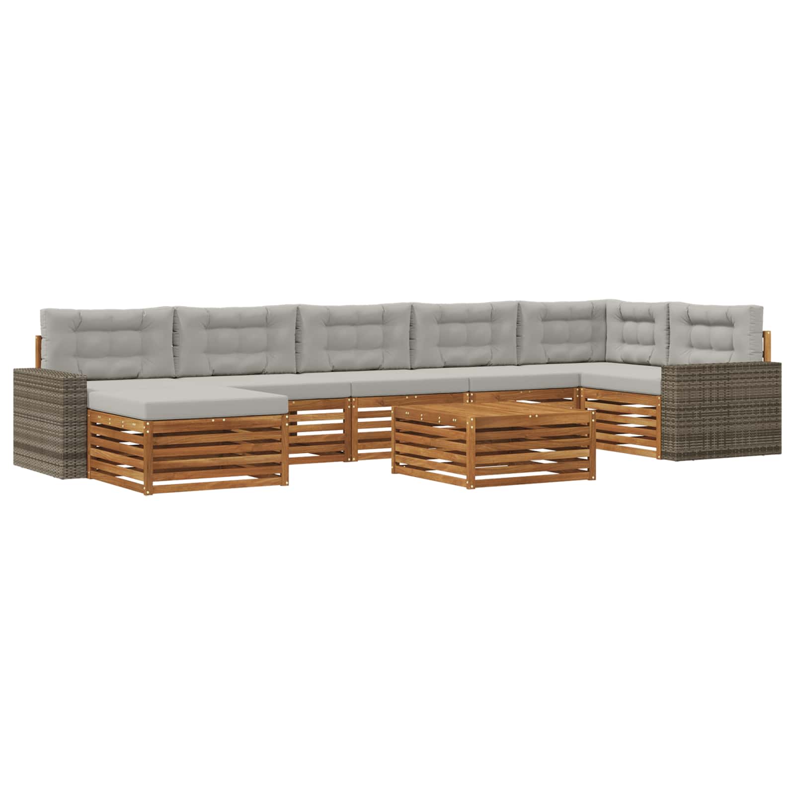 Outdoor-Sofagarnitur mit Kissen 8 pcs Natürlich und Hellgrau