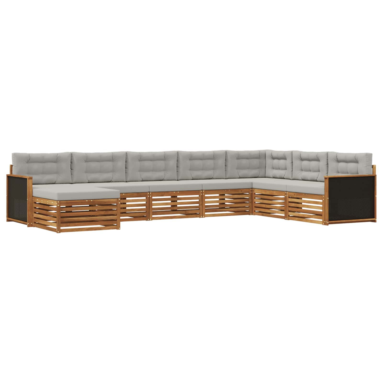Outdoor-Sofagarnitur mit Kissen 8 pcs Natürlich und Hellgrau