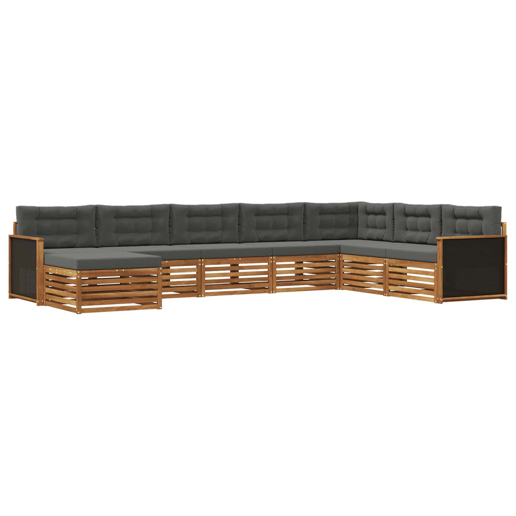 Outdoor-Sofagarnitur mit Kissen 8 pcs Natur und Anthrazit