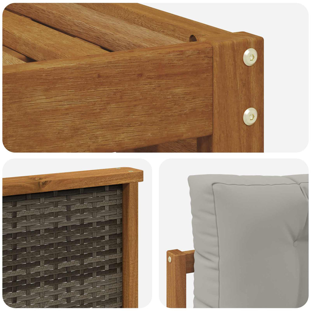 Outdoor-Sofagarnitur mit Kissen 8 pcs Natürlich und Hellgrau