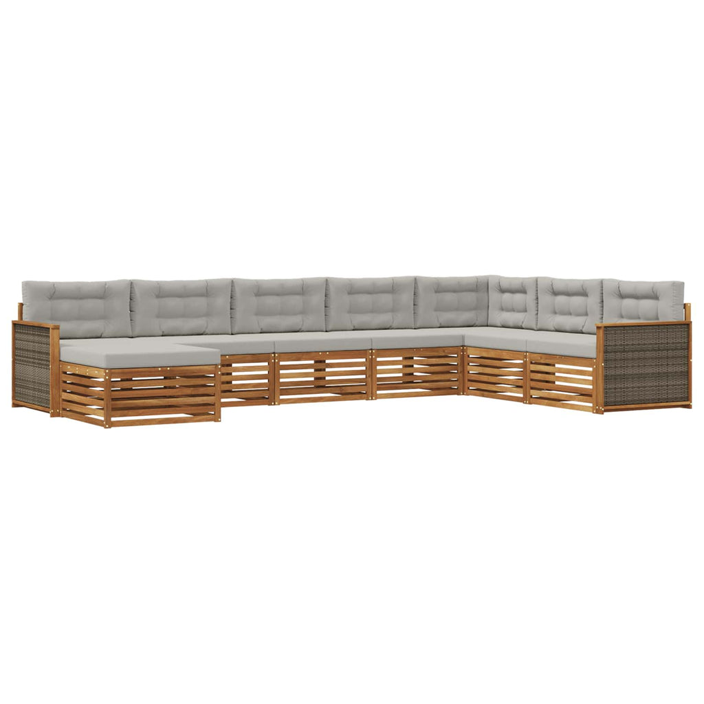 Outdoor-Sofagarnitur mit Kissen 8 pcs Natürlich und Hellgrau