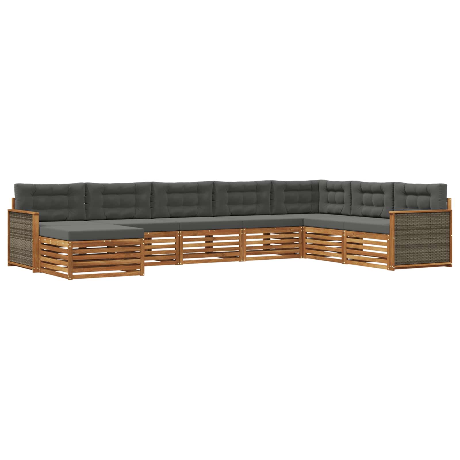 Outdoor-Sofagarnitur mit Kissen 8 pcs Natur und Anthrazit