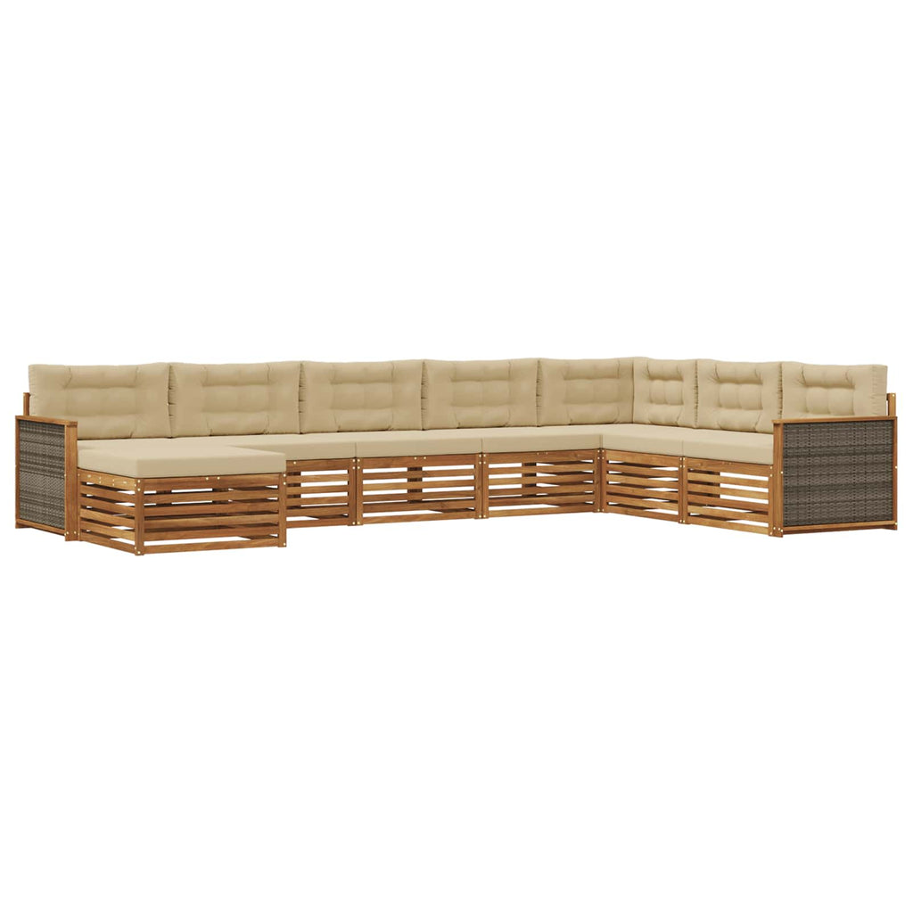 Outdoor-Sofagarnitur mit Kissen 8 pcs Natur und Beige