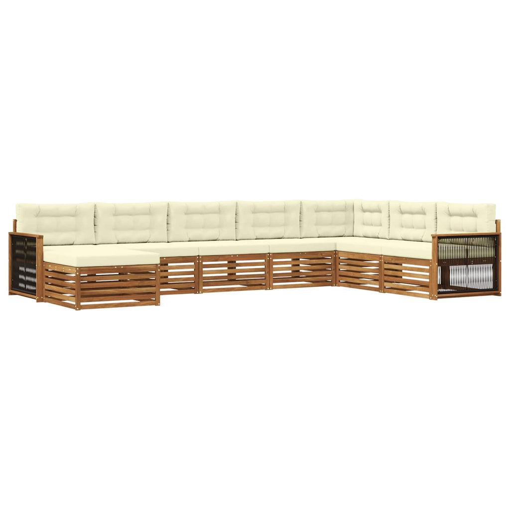 Outdoor-Sofagarnitur mit Kissen 8 pcs Natur und Creme