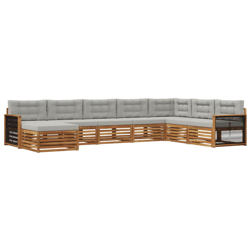 Outdoor-Sofagarnitur mit Kissen 8 pcs Natürlich und Hellgrau