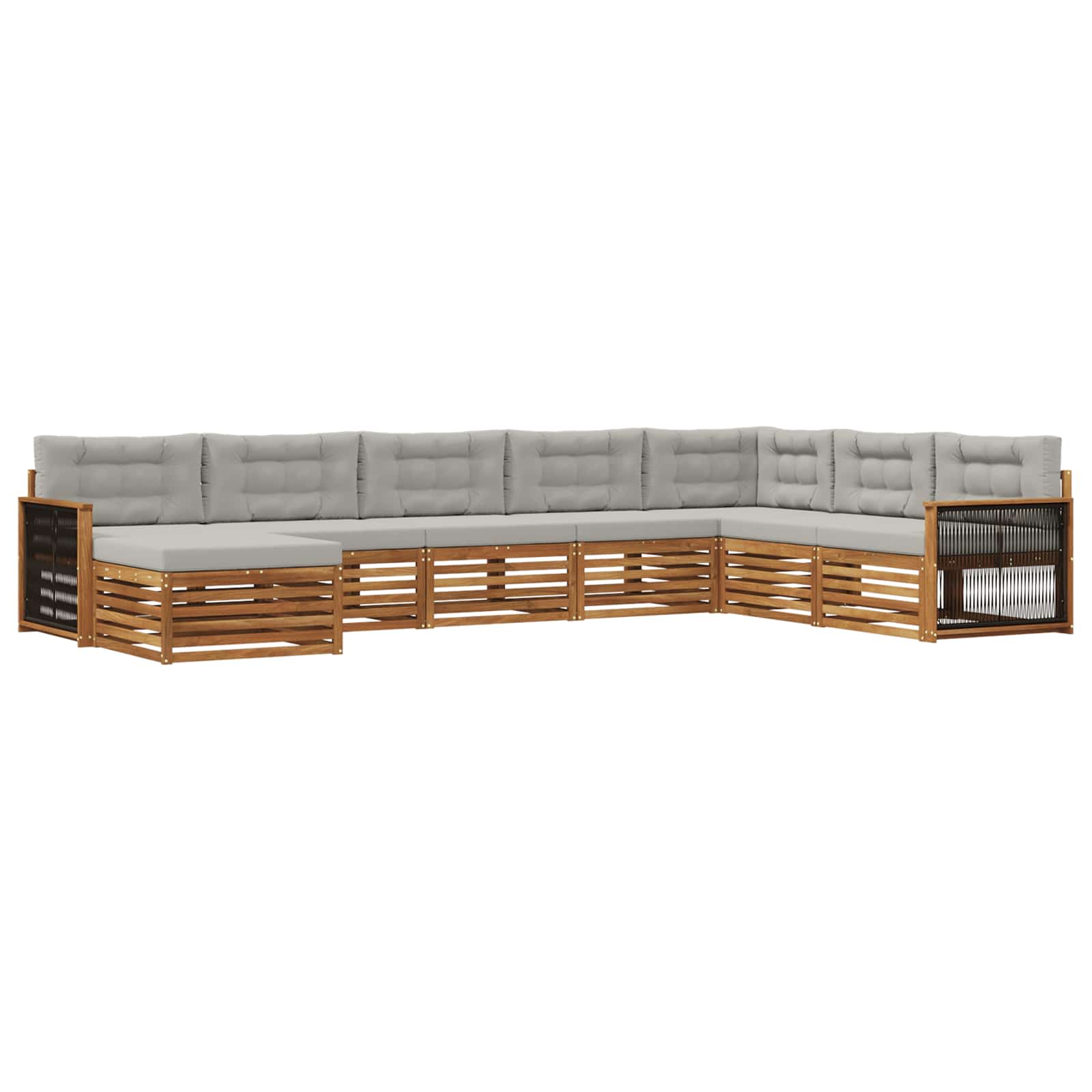 Outdoor-Sofagarnitur mit Kissen 8 pcs Natürlich und Hellgrau