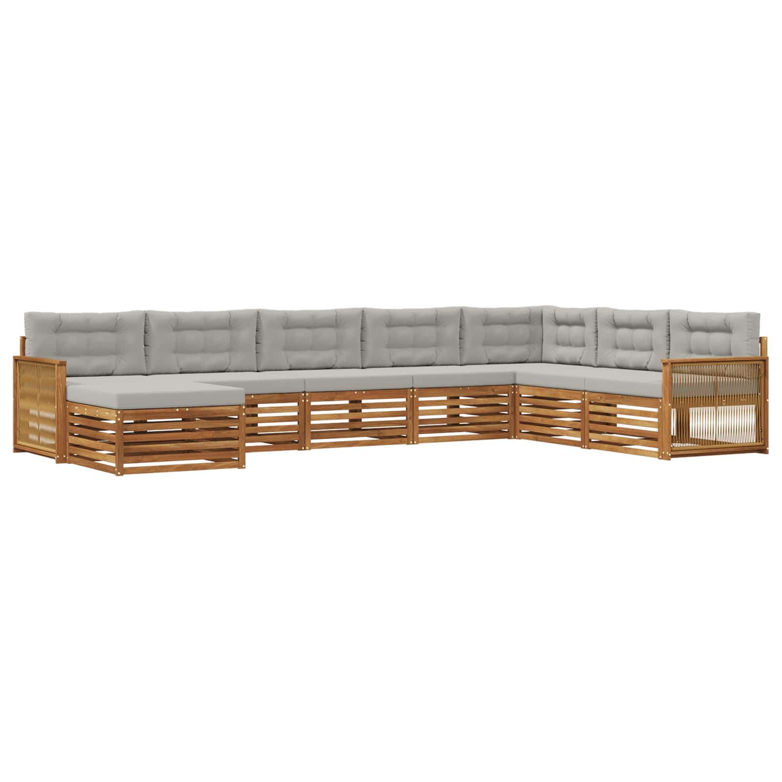 Outdoor-Sofagarnitur mit Kissen 8 pcs Natürlich und Hellgrau