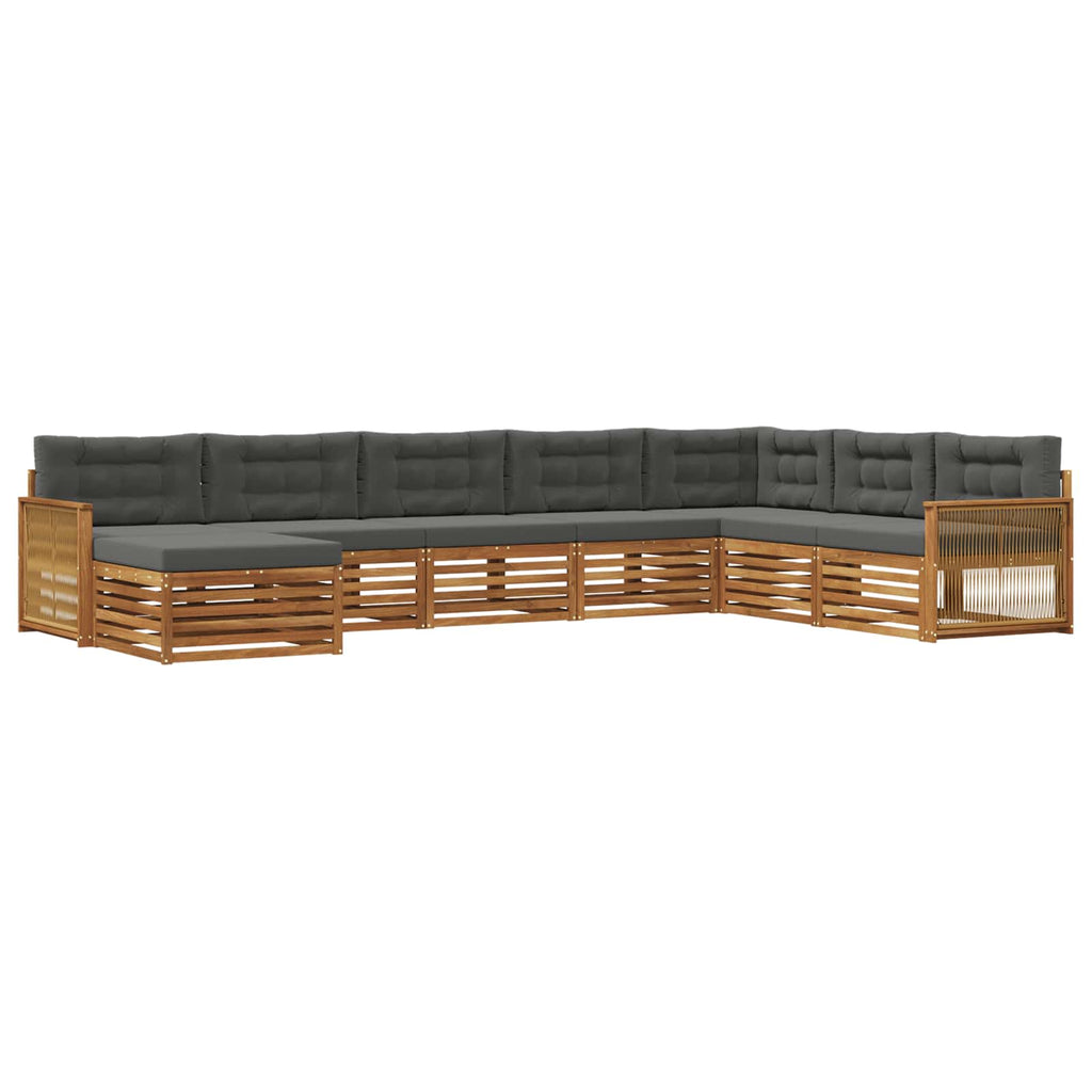 Outdoor-Sofagarnitur mit Kissen 8 pcs Natur und Anthrazit