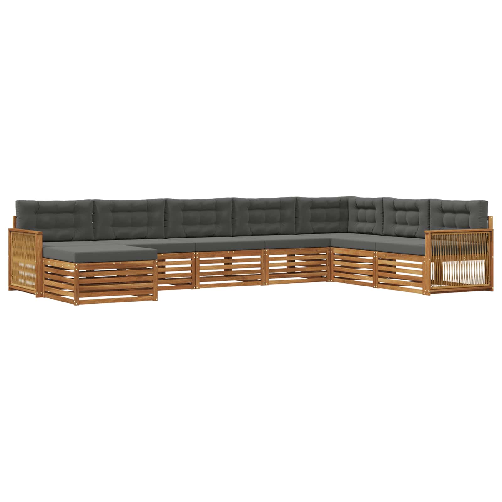 Outdoor-Sofagarnitur mit Kissen 8 pcs Natur und Anthrazit