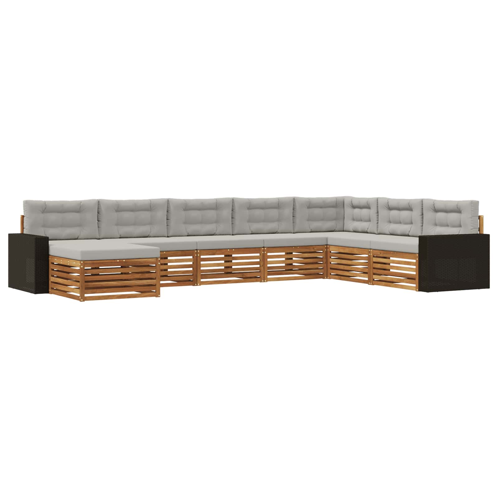 Outdoor-Sofagarnitur mit Kissen 8 pcs Natürlich und Hellgrau
