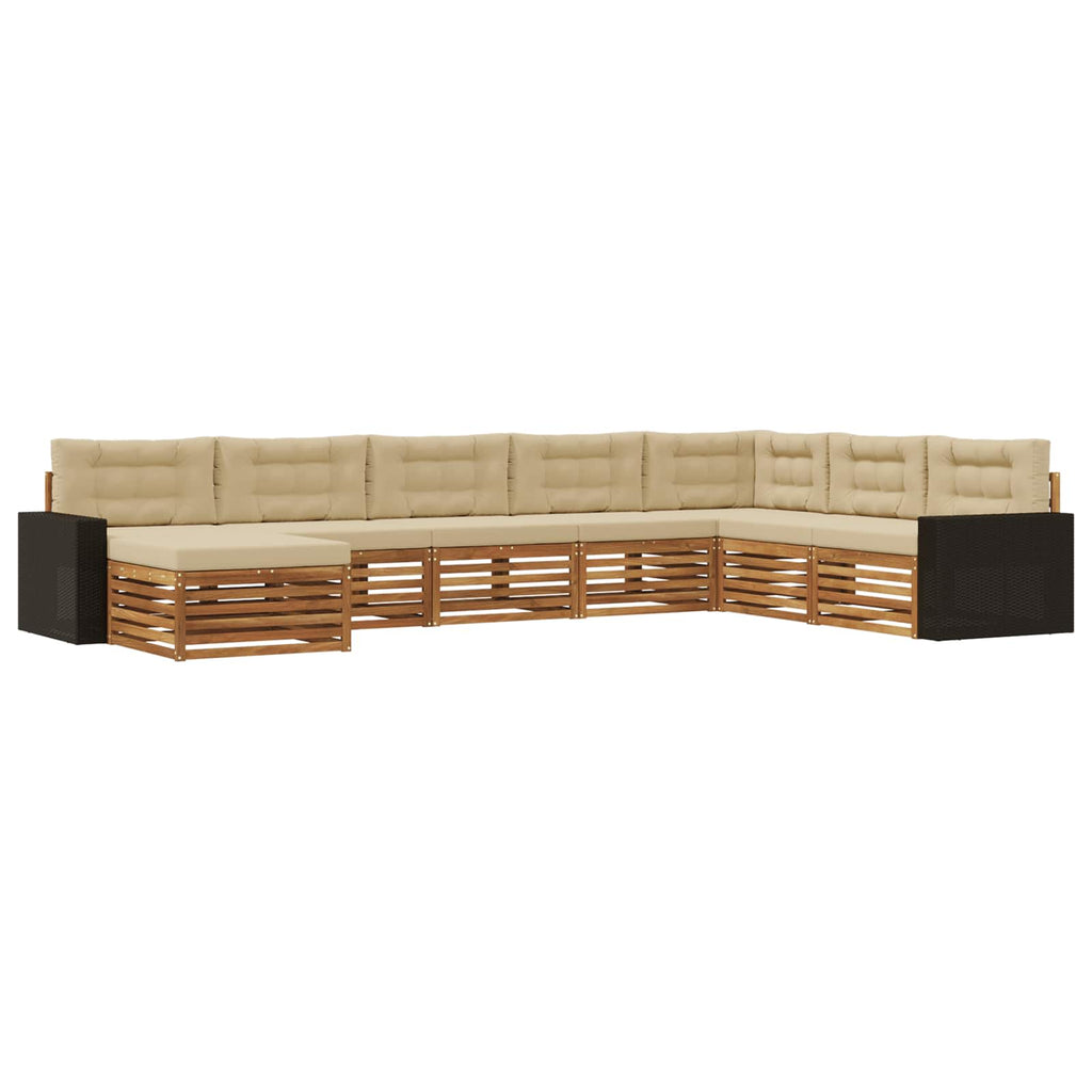 Outdoor-Sofagarnitur mit Kissen 8 pcs Natur und Beige