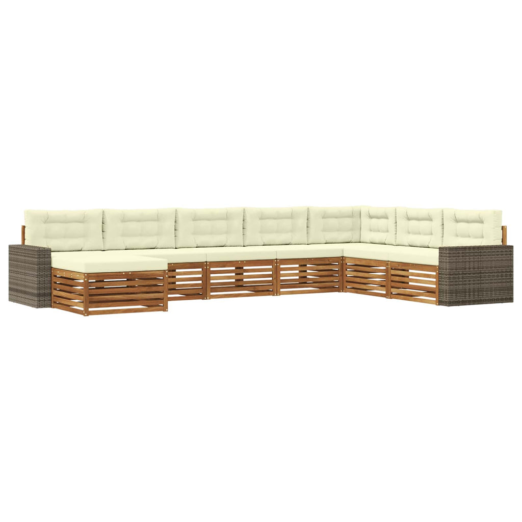 Outdoor-Sofagarnitur mit Kissen 8 pcs Natur und Creme
