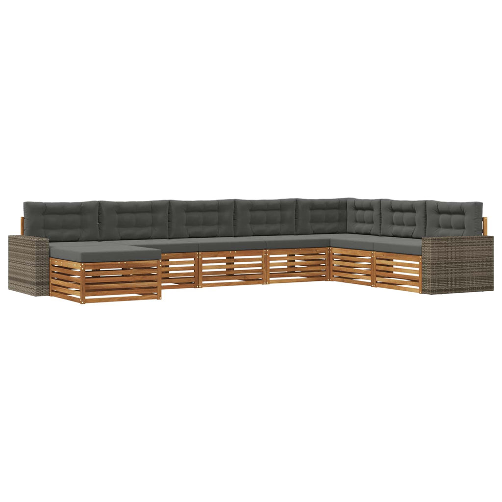 Outdoor-Sofagarnitur mit Kissen 8 pcs Natur und Anthrazit