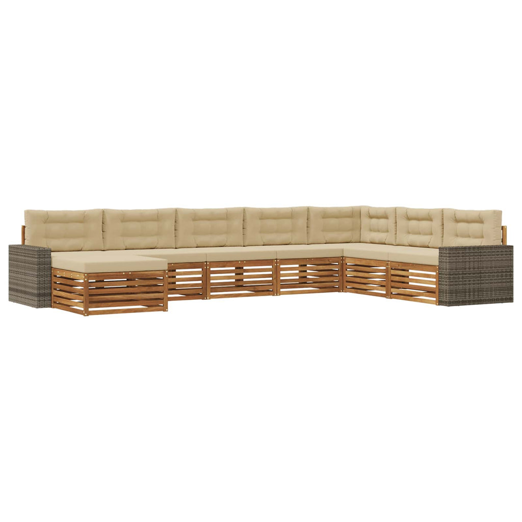 Outdoor-Sofagarnitur mit Kissen 8 pcs Natur und Beige