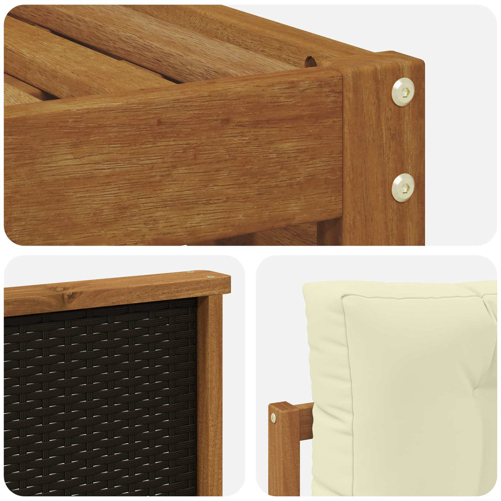 Outdoor-Sofagarnitur 9 pcs Natur und Creme Massivholz Akazie